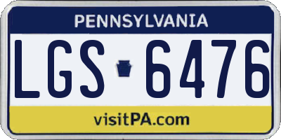 PA license plate LGS6476