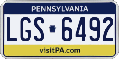 PA license plate LGS6492