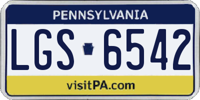 PA license plate LGS6542