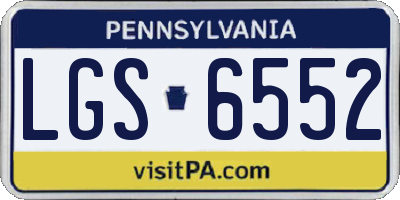 PA license plate LGS6552