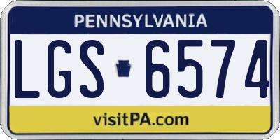 PA license plate LGS6574