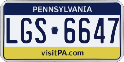 PA license plate LGS6647