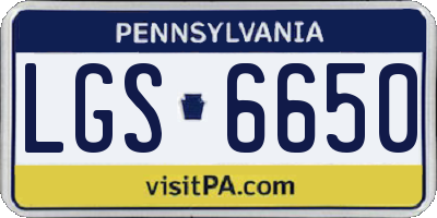 PA license plate LGS6650