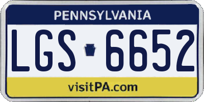 PA license plate LGS6652