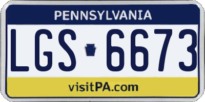 PA license plate LGS6673