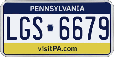 PA license plate LGS6679