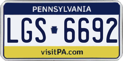PA license plate LGS6692