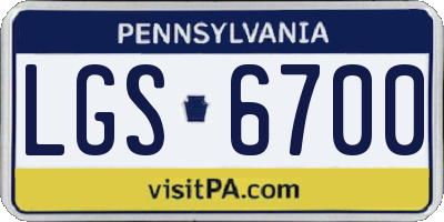 PA license plate LGS6700
