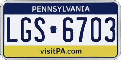 PA license plate LGS6703