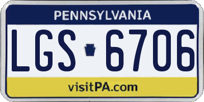 PA license plate LGS6706
