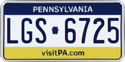 PA license plate LGS6725