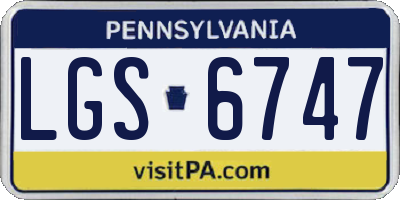 PA license plate LGS6747