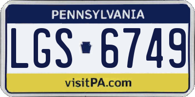 PA license plate LGS6749