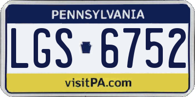 PA license plate LGS6752