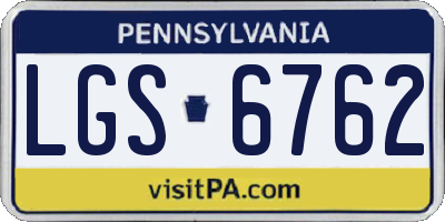 PA license plate LGS6762