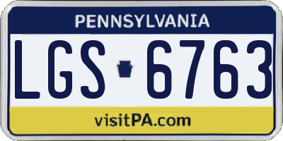 PA license plate LGS6763