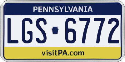 PA license plate LGS6772