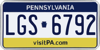 PA license plate LGS6792
