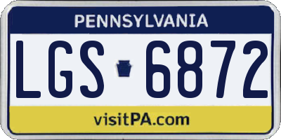PA license plate LGS6872