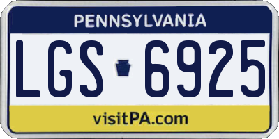 PA license plate LGS6925