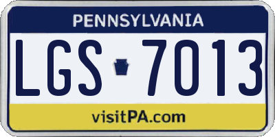 PA license plate LGS7013