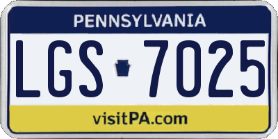 PA license plate LGS7025