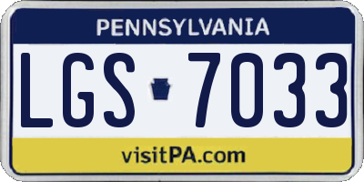 PA license plate LGS7033