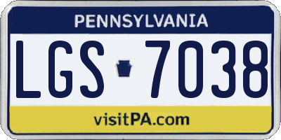 PA license plate LGS7038