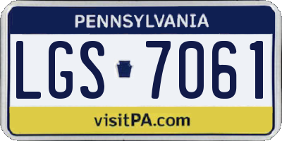 PA license plate LGS7061