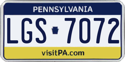 PA license plate LGS7072