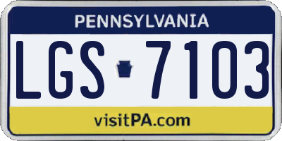PA license plate LGS7103