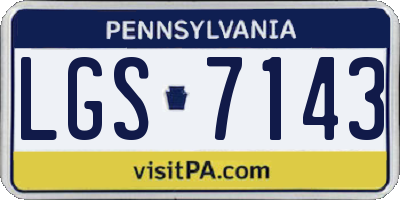 PA license plate LGS7143