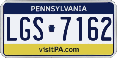 PA license plate LGS7162