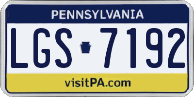 PA license plate LGS7192