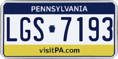 PA license plate LGS7193