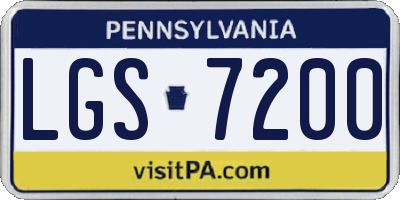 PA license plate LGS7200
