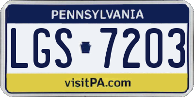 PA license plate LGS7203