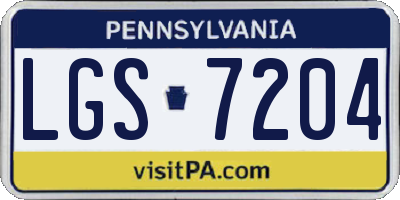 PA license plate LGS7204
