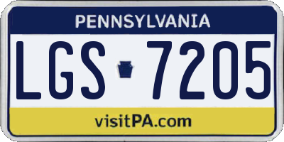 PA license plate LGS7205