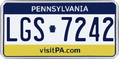 PA license plate LGS7242