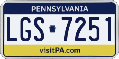 PA license plate LGS7251