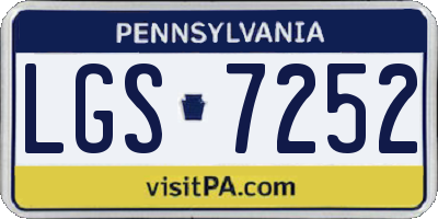 PA license plate LGS7252