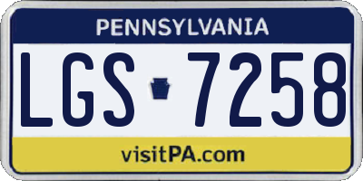 PA license plate LGS7258