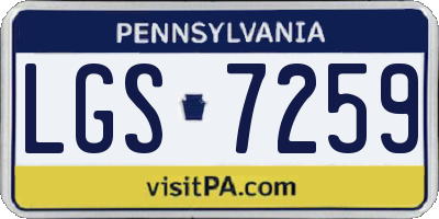 PA license plate LGS7259