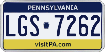 PA license plate LGS7262