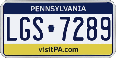 PA license plate LGS7289