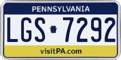 PA license plate LGS7292