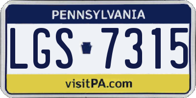 PA license plate LGS7315