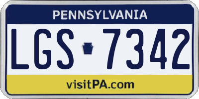 PA license plate LGS7342