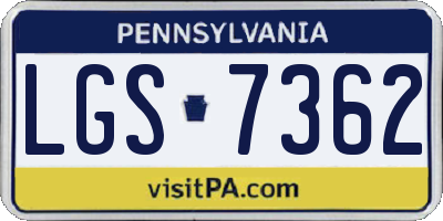 PA license plate LGS7362